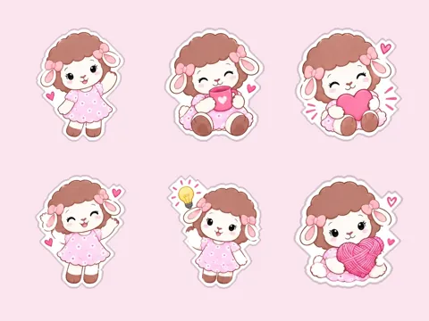Muestra de seis stickers de Rosina