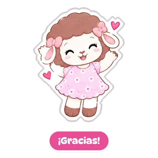 Sticker: Rosina feliz, con la frase ¡Gracias!