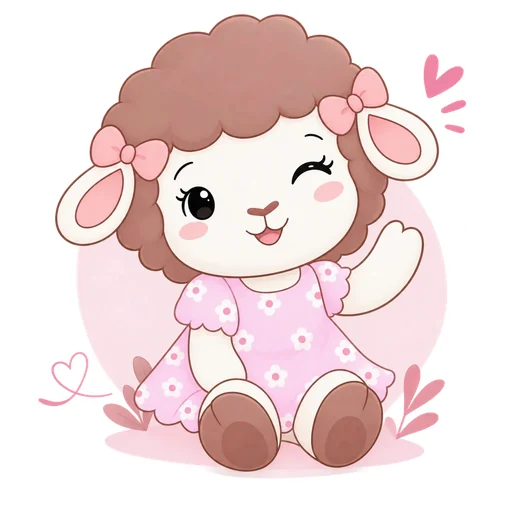 Sticker de Rosina saludando sentada entre hojitas